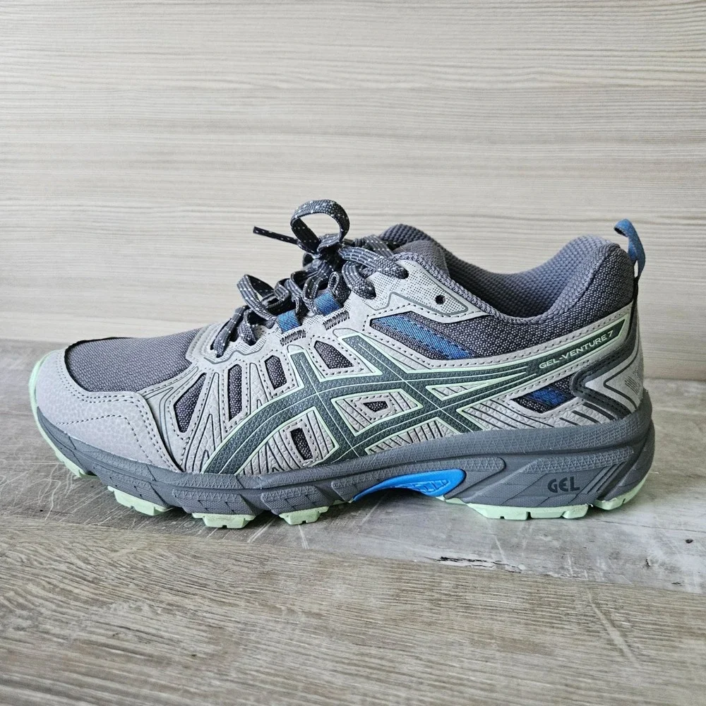 ASICS GEL-Venture 7 Trail Running Shoes Womens 7 WIDE Grey Hiking Sneaker